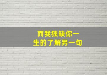 而我独缺你一生的了解另一句