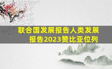 联合国发展报告人类发展报告2023赞比亚位列