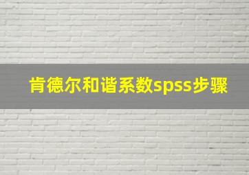 肯德尔和谐系数spss步骤