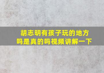 胡志明有孩子玩的地方吗是真的吗视频讲解一下