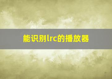 能识别lrc的播放器