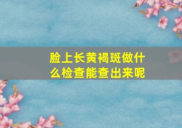 脸上长黄褐斑做什么检查能查出来呢