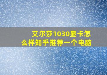 艾尔莎1030显卡怎么样知乎推荐一个电脑