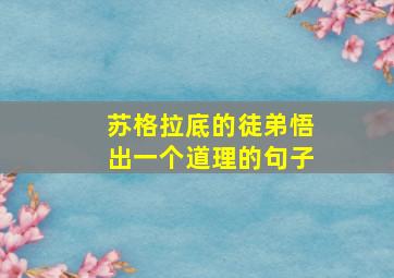 苏格拉底的徒弟悟出一个道理的句子