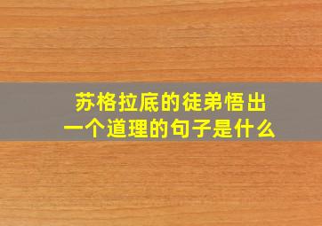 苏格拉底的徒弟悟出一个道理的句子是什么