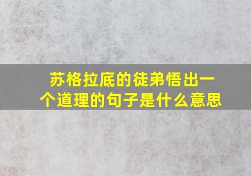 苏格拉底的徒弟悟出一个道理的句子是什么意思