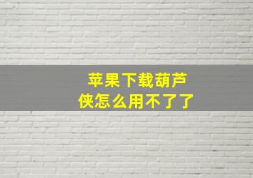 苹果下载葫芦侠怎么用不了了