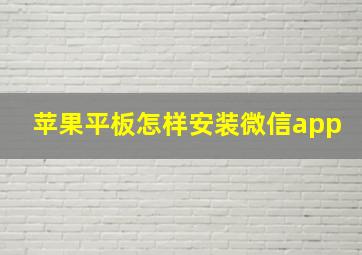 苹果平板怎样安装微信app