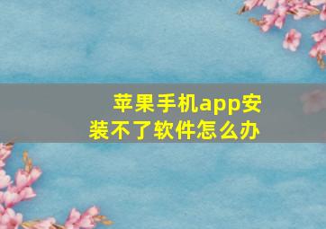 苹果手机app安装不了软件怎么办