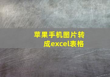 苹果手机图片转成excel表格