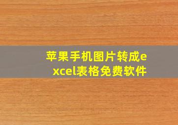 苹果手机图片转成excel表格免费软件