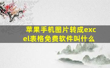 苹果手机图片转成excel表格免费软件叫什么