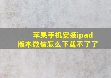 苹果手机安装ipad版本微信怎么下载不了了