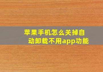 苹果手机怎么关掉自动卸载不用app功能