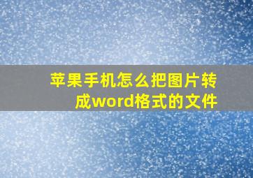 苹果手机怎么把图片转成word格式的文件