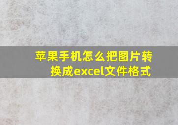 苹果手机怎么把图片转换成excel文件格式