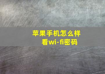 苹果手机怎么样看wi-fi密码