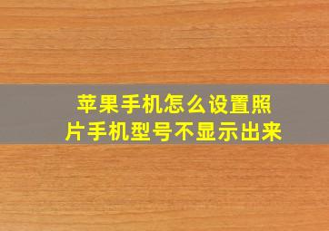 苹果手机怎么设置照片手机型号不显示出来