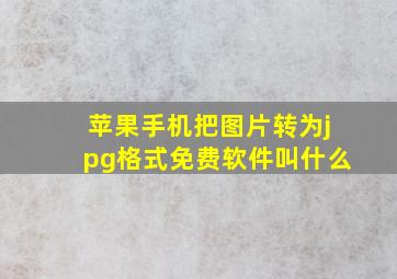 苹果手机把图片转为jpg格式免费软件叫什么