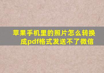 苹果手机里的照片怎么转换成pdf格式发送不了微信