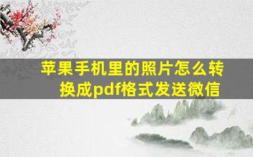 苹果手机里的照片怎么转换成pdf格式发送微信