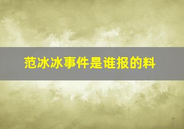 范冰冰事件是谁报的料