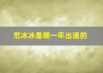 范冰冰是哪一年出道的