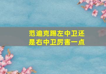 范迪克踢左中卫还是右中卫厉害一点