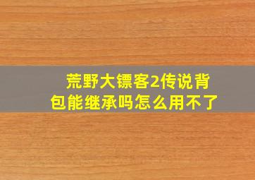 荒野大镖客2传说背包能继承吗怎么用不了