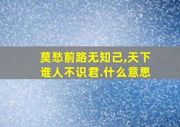 莫愁前路无知己,天下谁人不识君.什么意思