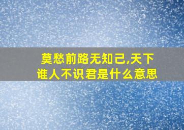 莫愁前路无知己,天下谁人不识君是什么意思