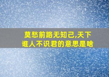 莫愁前路无知己,天下谁人不识君的意思是啥