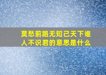 莫愁前路无知己天下谁人不识君的意思是什么