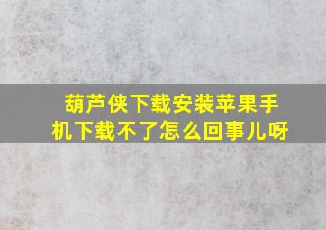 葫芦侠下载安装苹果手机下载不了怎么回事儿呀