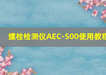 螺栓检测仪AEC-500使用教程