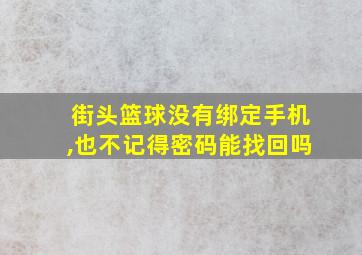 街头篮球没有绑定手机,也不记得密码能找回吗