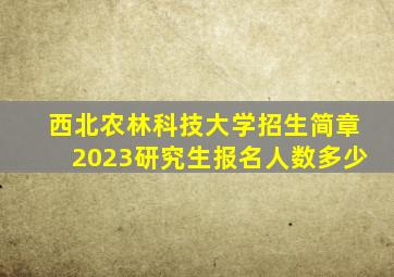 西北农林科技大学招生简章2023研究生报名人数多少