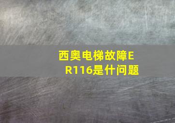 西奥电梯故障ER116是什问题