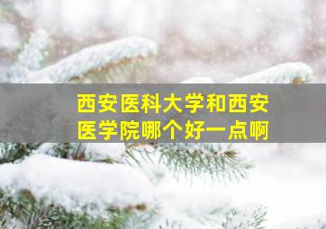 西安医科大学和西安医学院哪个好一点啊