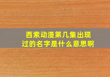 西索动漫第几集出现过的名字是什么意思啊