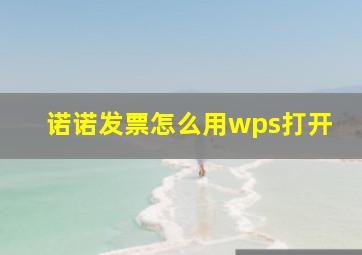 诺诺发票怎么用wps打开