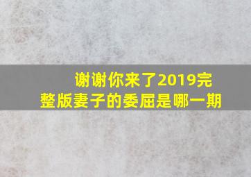 谢谢你来了2019完整版妻子的委屈是哪一期