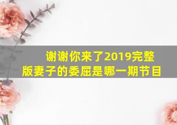 谢谢你来了2019完整版妻子的委屈是哪一期节目