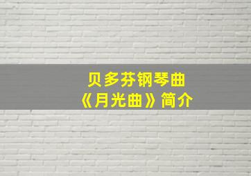 贝多芬钢琴曲《月光曲》简介