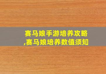 赛马娘手游培养攻略,赛马娘培养数值须知