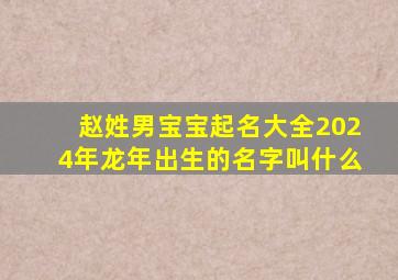 赵姓男宝宝起名大全2024年龙年出生的名字叫什么