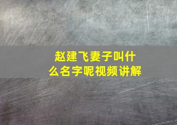 赵建飞妻子叫什么名字呢视频讲解