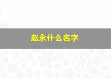 赵永什么名字