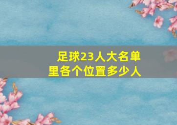 足球23人大名单里各个位置多少人