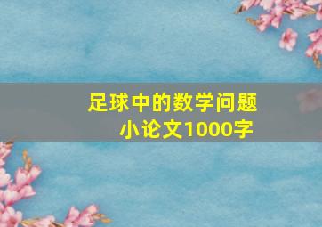 足球中的数学问题小论文1000字